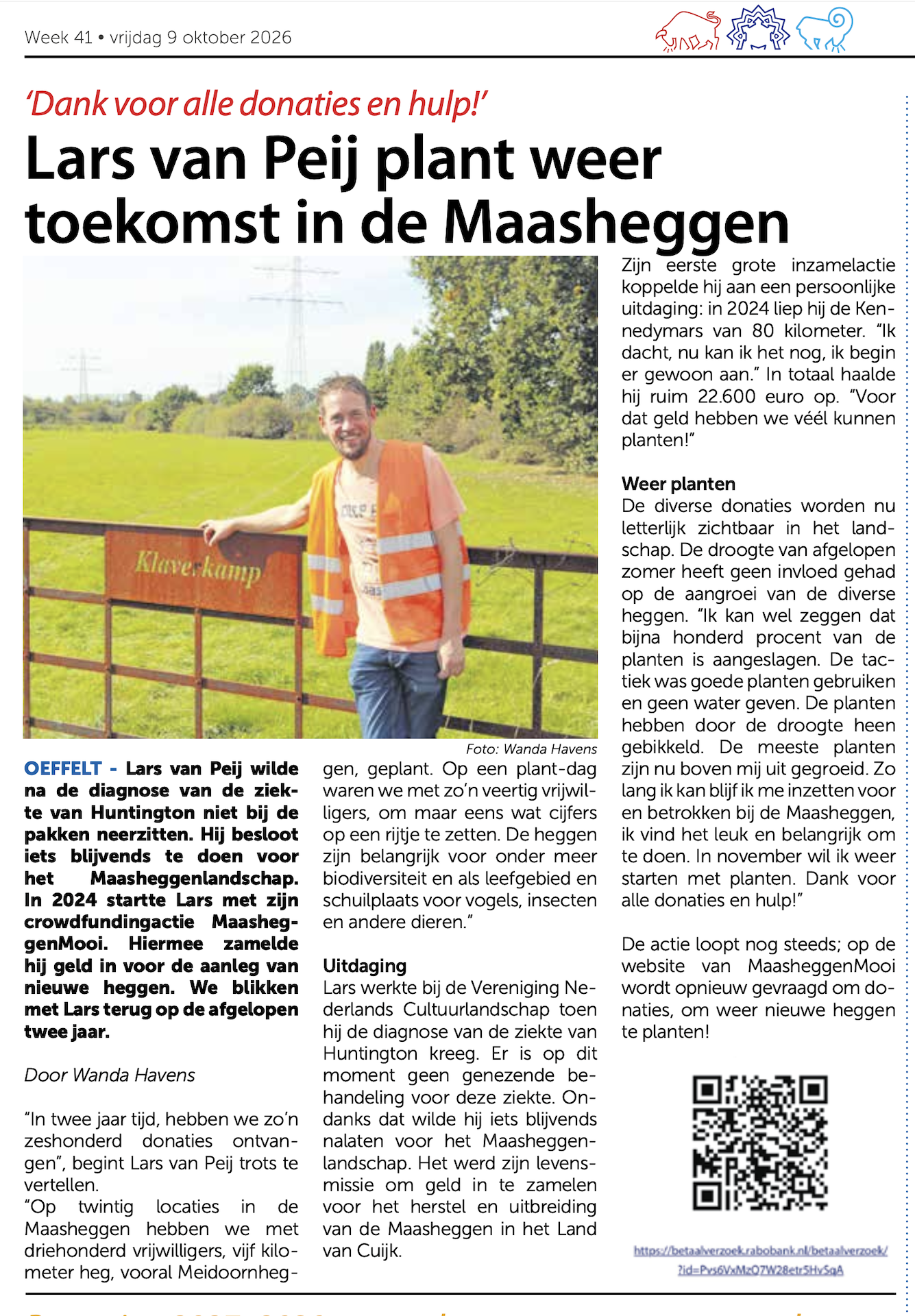 ‘Lars plant weer toekomst in de Maasheggen’ in de Bok!
